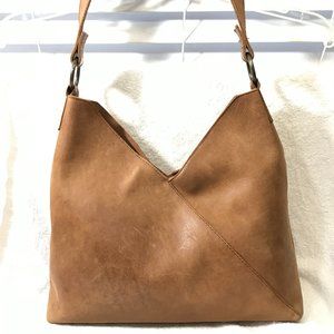 Able Solome Distressed Leather Tan Hobo Shoulder Bag